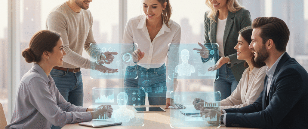 Startup team meeting AI